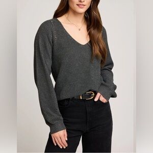 Gentle Fawn Hailey Charcoal V-Neck Sweater size medium